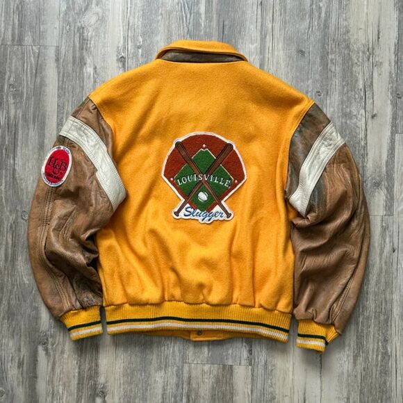 Vintage 80s Louisville Slugger Leather Wool Varsity Jacket Size XL - Picture 8 of 12